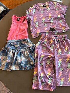 Pixie Lane Girls bundle size 5 NWT Purple Lightning Loungewear Set